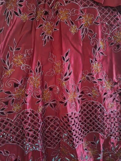red floor length dress