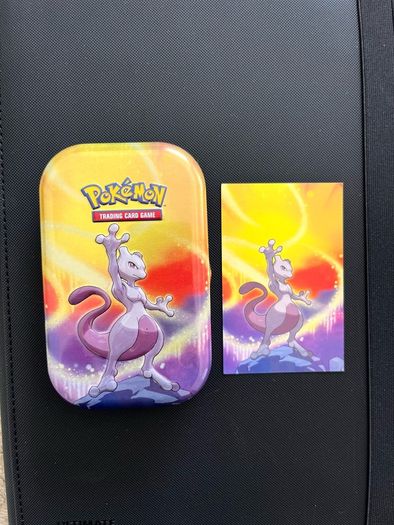 Pokemon Empty Mini Tins Pair Kanto Power Mew & Mewtwo + Matching Art Cards