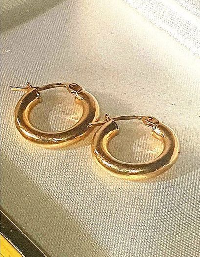 Vintage Hallmarked 9k Gold Chunky Hoop Earrings