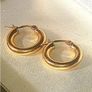 Vintage Hallmarked 9k Gold Chunky Hoop Earrings Image 5