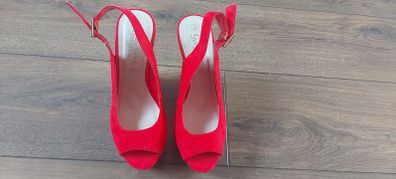 NEW Red suede and cork wedges