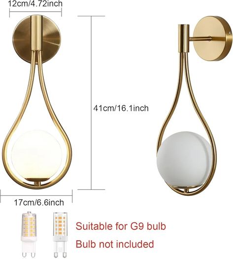 Sconces with Milky Glass Globe and Brushed Brass Finish - Modern Wall Mount Light Fixture for Bedroom, Bathroom, Living Room and Hallway