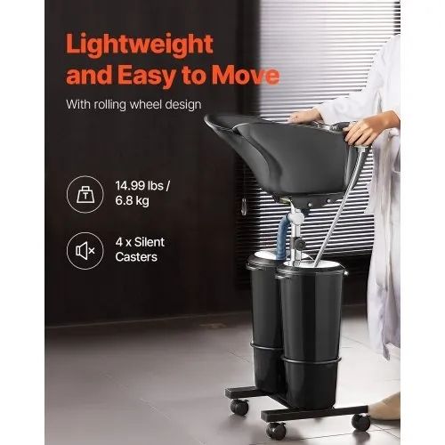 Portable Shampoo Bowl, Shampoo Sink for Washing Hair with Electric Pump, Includes 2 Buckets 2 Showerheads, Drain Hose,