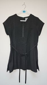 Buttercups Beauty uniform for college Bife Black Salon Tunic with Waist Tie, Size 12 (M) Premium Irish Workwear