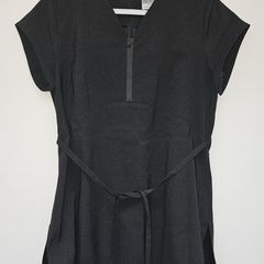 Buttercups Beauty uniform for college Bife Black Salon Tunic with Waist Tie, Size 12 (M) Premium Irish Workwear