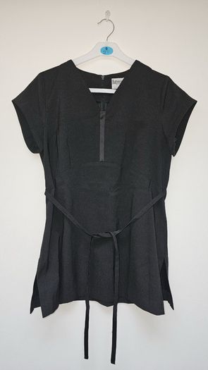 Buttercups Beauty uniform for college Bife Black Salon Tunic with Waist Tie, Size 12 (M) Premium Irish Workwear