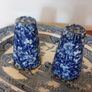 Fabulous Pair of Salt and Pepper Shakers in the Style of Burleighware "Blue Calico Pattern", but no Backstamps, Missing Stoppers Image 2