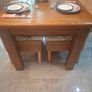 Oak Extendable Dining Table & 6 Whicker Chairs Image 3