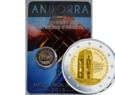 Andorra 2 Euro Base Metals Brilliant Uncirculated Coin 2018 - 25th Anniversary of the Constitution of Andorra - Commemorative 2 euro coins