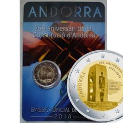 Andorra 2 Euro Base Metals Brilliant Uncirculated Coin 2018 - 25th Anniversary of the Constitution of Andorra - Commemorative 2 euro coins