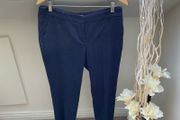 TATUUM Navy Blue &amp; White Polka Dot Tapered Ankle Trousers 40