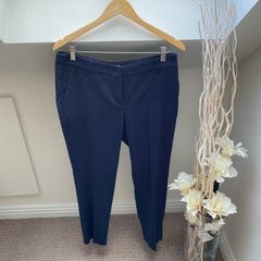 TATUUM Navy Blue & White Polka Dot Tapered Ankle Trousers 40