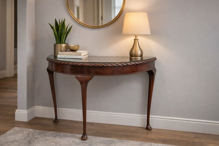 Vintage Half Moon Console Table