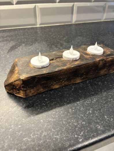 Rustic Wooden Candle Holder Display