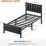 Single Bed Frame with Upholstered Headboard, 3ft Metal Beds with Sturdy Steel Slats Support Platform, Black Single Bed with Storage, Noise Free, Easy Assembly, No Box Spring Needed Image 2