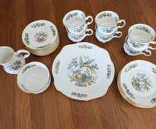 Rare 21pc Royal Tara "Birds and Fruit" Tea Set - Fine Bone China, Made in Galway