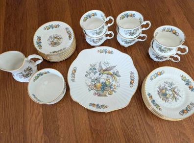Rare 21pc Royal Tara "Birds and Fruit" Tea Set - Fine Bone China, Made in Galway