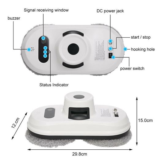 Electric Window Cleaning Robot Auto Glass Vacuum Cleaner Glass Remote Control