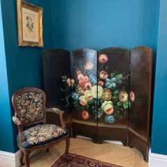 Antique painted folding screen