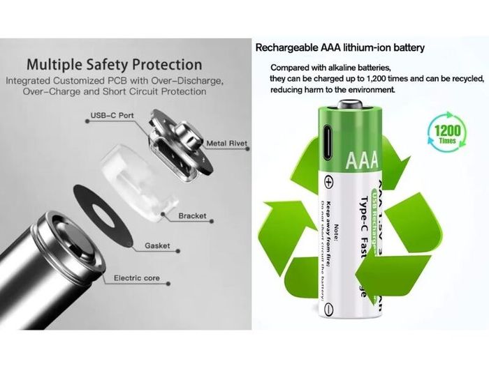 AAA USB Rechargeable Battery 1.5V Li-ion No Charger Needed