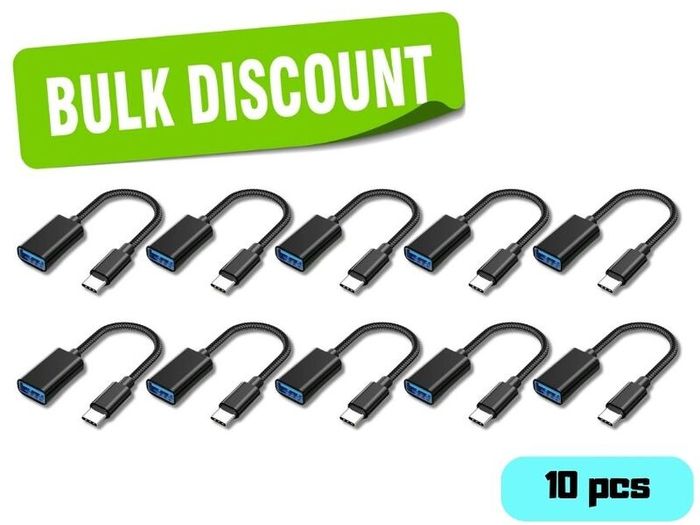 10x Usb-c Male To Usb 3.0 Female Cable 5gbps Black Bulk / Wholesale