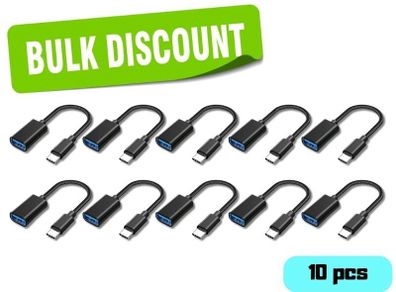 10x Usb-c Male To Usb 3.0 Female Cable 5gbps Black Bulk / Wholesale