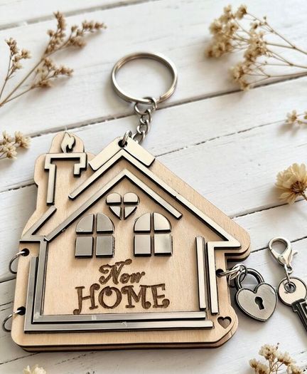 Personalised New Home Keyring, Housewarming Gift, New Home Gift