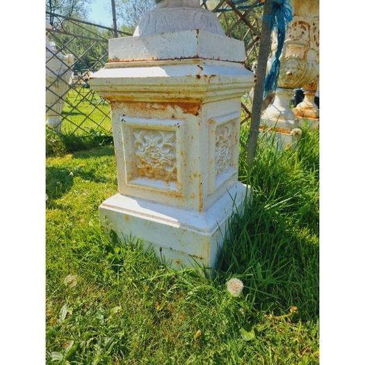 Pair of Cast Iron Urns on Pedestals H397