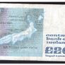1991 Ireland IR20 William Butler Yeats Banknote Series B. Note issued 24/01/91. Serial number JGD364875 Image 2