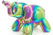 Made By Humans Balloon Elephant Money Bank, Cool and Unique Ceramic Piggy Bank with High-Gloss Finish - Rainbow