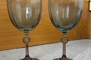 Retro Two Tone Ribbed Wine Glasses