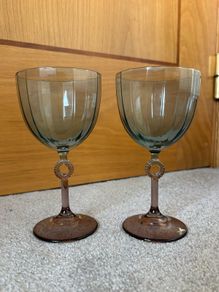 Retro Two Tone Ribbed Wine Glasses