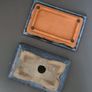 Blue Glazed Ceramic Bonsai Pot with Saucer 14cm  Rectangular Planter Image 3