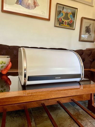 Brabantia Roll Top Bread Bin Countertop Storage Box White Mid Size