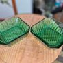 Vintage Pair of green glass dishes Image 2