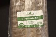 Compostable 2-Cup Coffee Cup Carrier Trays (4 Packs)