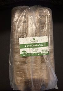 Compostable 2-Cup Coffee Cup Carrier Trays (4 Packs)
