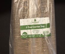 Compostable 2-Cup Coffee Cup Carrier Trays (4 Packs)