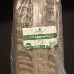 Compostable 2-Cup Coffee Cup Carrier Trays (4 Packs)
