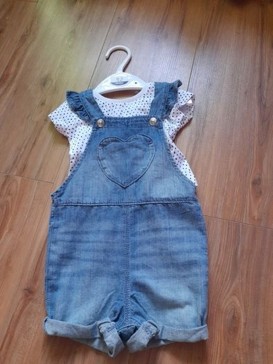 baby soft denim dungaree shorts and tee