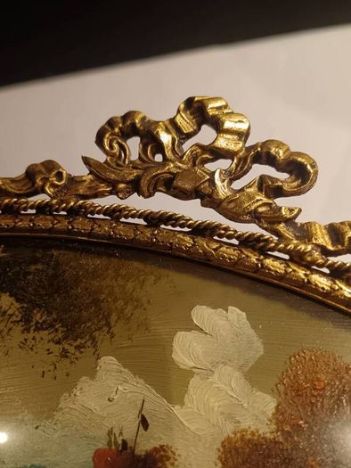 Vintage Oil on Board in a Decorative Metal Gilded Frame