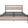 King Size Bed Frame with Wood Headboard,Heavy Duty Metal Platform Image 2