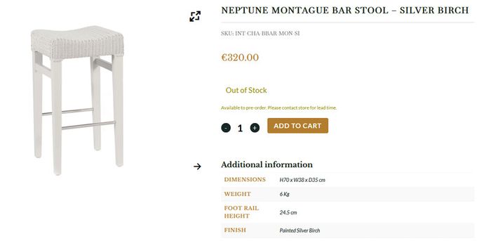 Neptune (SET OF 2) Montague Bar Stool