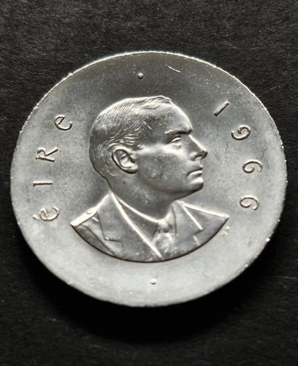 Silver Padraig Pearse 10 Shilling 1966 UNC coin