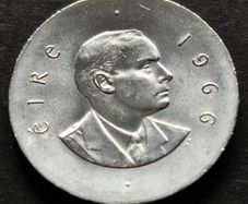Silver Padraig Pearse 10 Shilling 1966 UNC coin