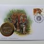 Siberian Tiger Russia 1993 WWF coin stamp cover Image 2