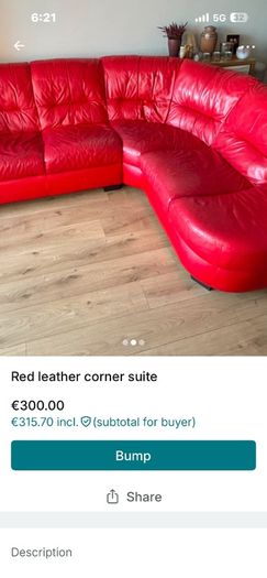 red leather corner suite