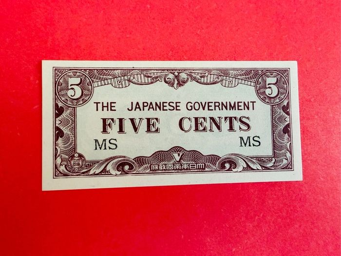 Japanese  Invasion  Money  MALAYA  5 CENTS  1942 WORLD WAR 11 ( Uncirculated )
