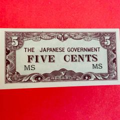 Japanese  Invasion  Money  MALAYA  5 CENTS  1942 WORLD WAR 11 ( Uncirculated )