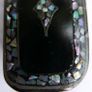 Mid 1800s Victorian Black Lacquer Papier Mache Abalone Inlay Snuff Box Image 9